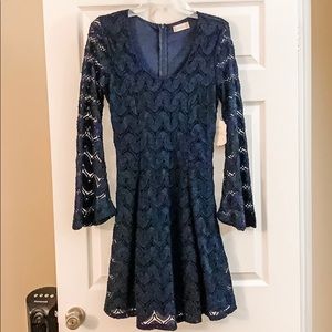 NWOT Navy Blue Long sleeved lace dress